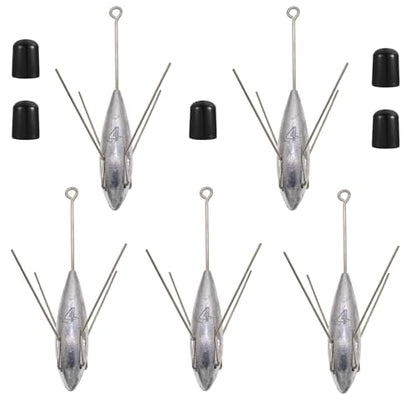 5 Pcs Sputnik Sinker Fishing Weights Lead Surfing Casting Spider Sinkers Long Tail Fishing Equipment for Catfish Saltwater Beach Sand Ocean - size: 4oz - 5pcs