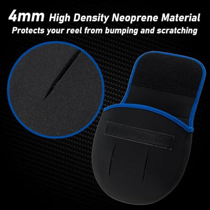 Dr.Fish Spinning Fishing Reel Cover, Fits 1000-6000+, Neoprene Protective Bag with Handle Slot, Spinning Reel Storage Case Pouch Accessories 1000-3000 2 Pack - color: L(2 Pack, Fits 1000-3000)