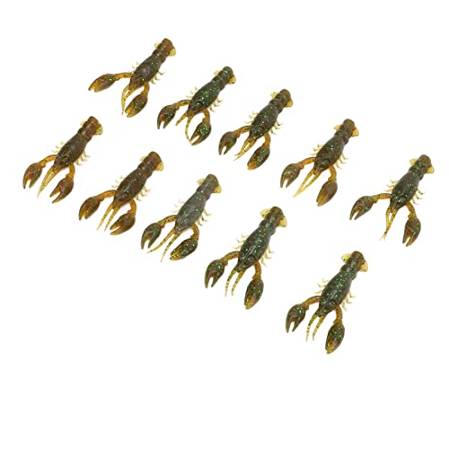 Flexible PVC Soft Fishing Lure Crawdad Baits, Set of 10 Portable Shrimp Lures, Reusable Elastic Bait for Outdoor Fishing Enthusiasts - color: Green