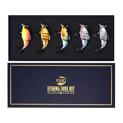 5PCS Glide Bait Fishing Lures Kit, 2026 Surprise Gift for Men & Teen Boys | Fishing Gear for Dad,Bass Fishing Lures Gift Set with Premium Gift Box, Hard & Soft Baits for Bass Trout Pike Salmon - style: 5c