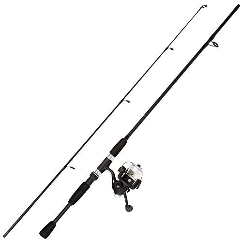 Wakeman Fiberglass Fishing Rod and Reel Combo – 2-Piece 65-Inch Medium Action Spinning Rod Set for Lake Fishing - color: Blackout Matte Black