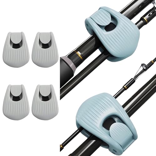 Fishing Rods Belt Rod Straps, Fishing Rod Clip Fit for Casting Rods, Spinning Rods Bass Rod and Fly Rods (4 Color, 4 pcs) (GREY) - color: GREY