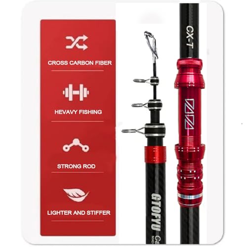 Telescopic Fishing Rod, Carbon Fiber Travel Surf Rod, Spinning Power Lure 2-9Oz, 20-50LB，Medium-Heavy Throwing Surfcasting Baitcasting Pole, Distance Throwing Fishing Rod - size: 2.7M/9Ft