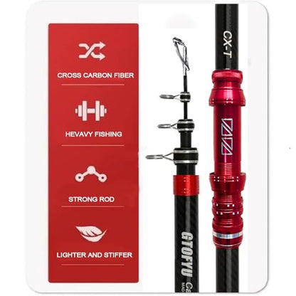 Telescopic Fishing Rod, Carbon Fiber Travel Surf Rod, Spinning Power Lure 2-9Oz, 20-50LB，Medium-Heavy Throwing Surfcasting Baitcasting Pole, Distance Throwing Fishing Rod - size: 2.7M/9Ft