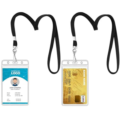 5 Pack Clear ID Badge Holder with Lanyard Black Lanyards with Vertical Waterproof ID Badge Holder (2#, 5Pcs) - color: Lanyard 2#, size: 5 Pcs