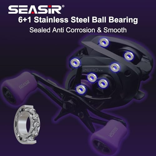 SEASIR ZeroVX Baitcasting Reel, 4.7oz Ultralight Fishing Reel Casting, Freshwater Baitcaster Reel, Carbon Fiber Washer, Max Drag 9LB, 7.6:1 Gear Ratio, 6+1 Shielded Ball Bearing - style: Left Hand