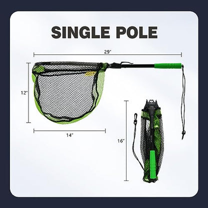 Black Paw Floating Fishing Net Foldable Telescopic Fish Landing Net with Built in Length Scale Rubber Coated for Kayak, Fly, Trout - color: A1:12" Hoop Size Green (Fixed Pole)