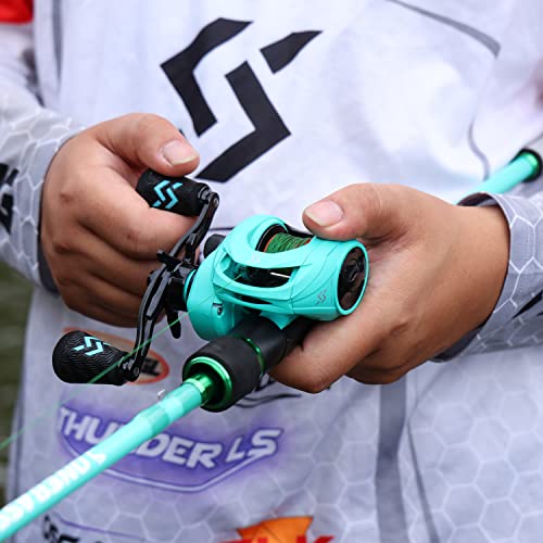 One Bass Fishing Rod, Spinning & Casting Fishing Pole with 30 Ton Carbon Fiber - color: A-Blue-Cast, size: 6'6"Medium-2piece