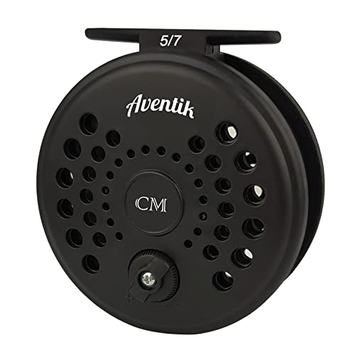 Aventik CM Graphite Fly Reel Click Drag System Classic IV Graphite Large Arbor Sizes 3/5, 5/7 Fly Fishing Reels - style: Only Reel
