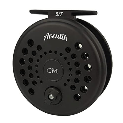 Aventik CM Graphite Fly Reel Click Drag System Classic IV Graphite Large Arbor Sizes 3/5, 5/7 Fly Fishing Reels - style: Only Reel
