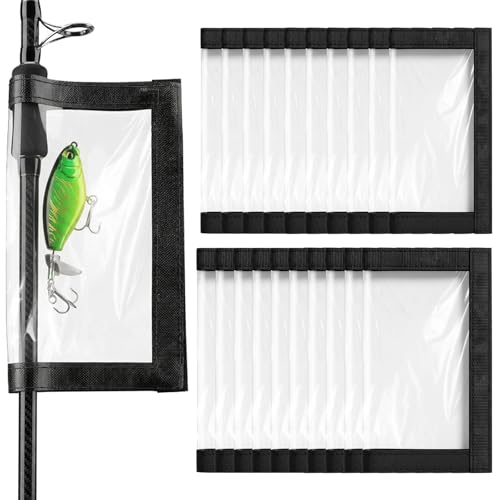 20 Pcs Clear PVC Fishing Lure Wraps Fishing Lure Covers Large and Medium Size Hook Protectors for Safe Tangle Free Bait Storage and Rod Organization