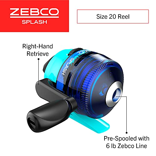 Zebco Kids Splash Jr. Spincast Reel and Fishing Rod Combo, 4-Foot 2-Piece Fishing Pole, Size 20 Reel, Right-Hand & Slingshot Spincast Reel and Fishing Rod Combo, 5-Foot 6-Inch 2-Piece