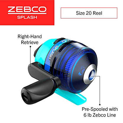 Zebco Kids Splash Jr. Spincast Reel and Fishing Rod Combo, 4-Foot 2-Piece Fishing Pole, Size 20 Reel, Right-Hand & Slingshot Spincast Reel and Fishing Rod Combo, 5-Foot 6-Inch 2-Piece