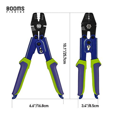 Booms Fishing CP1 Fishing Crimping Pliers, High Carbon Steel Fishing Plier Wire Rope Leader Crimping Tool, 10 inch Crimpers Swager with Ergonomic Handle - style: Blue Crimper Only