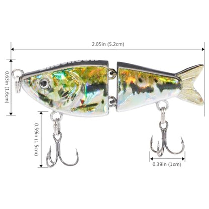 BASSROCK Top Water Tiny Swimbait Bass Fishing Lure Single Jointed Hard Bait 2.05” 5/32oz - color: One Piece - Red Head