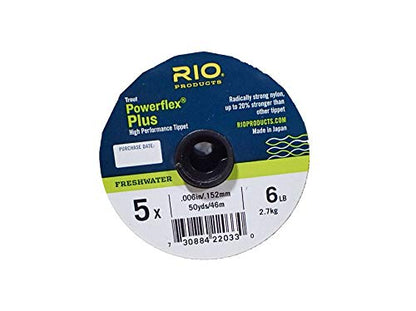 RIO Products Powerflex Tippet, Freshwater Fly Fishing Trout Tippet, Superb Knot Strength, Stretch, and Suppleness, 30yd Spools, 3 Pack - size: 0X - 2X