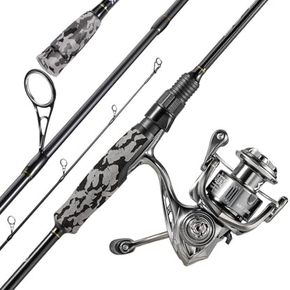 Sougayilang Fishing Rod and Reel Combo, Stainless Steel Guides Fishing Pole with Spinning Reel Combo for Bass Fishing - color: Grey, size: 6'10''-3000