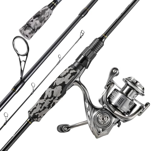 Sougayilang Fishing Rod and Reel Combo, Stainless Steel Guides Fishing Pole with Spinning Reel Combo for Bass Fishing - color: Grey, size: 6'10''-3000