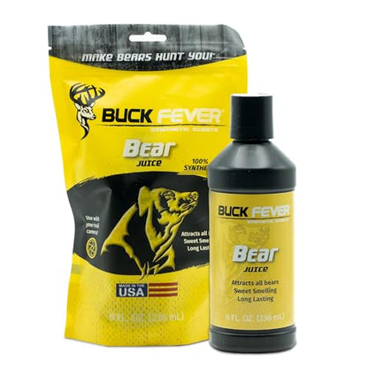 Buck Fever Bear Juice – Synthetically Formulated Bear Bait Attractant – Non-Spoiling, Sweet Synthetic Bear Attractant Scent for Trail Camera - size: 8oz