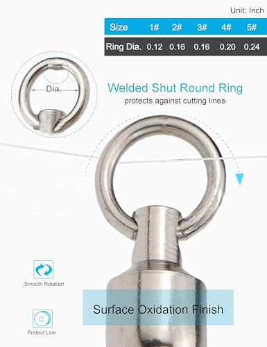 Saltwater Ball Bearing Swivel Set, Fishing Snap Swivels Heavy Duty Big Game Fishing Tackle Spinner Connector
