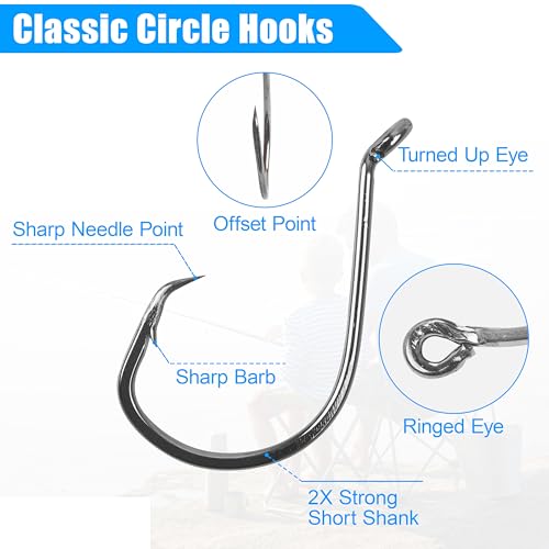Saltwater Surf Fishing Tackle Kit - Saltwater Surf Fishing Rigs Bottom Rigs Include Fishing Leader Rigs Pyramid Sinkers Bass Casting Sinker Circle Hooks for Striped Bass Red Drum Flounder - color: Black