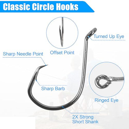 Saltwater Surf Fishing Tackle Kit - Saltwater Surf Fishing Rigs Bottom Rigs Include Fishing Leader Rigs Pyramid Sinkers Bass Casting Sinker Circle Hooks for Striped Bass Red Drum Flounder - color: Black