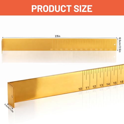 FairySandy 22 Inch Aluminum Fish Ruler Saltwater Fish Measuring Board Tool Yellow Durable Anti Corrosion Fishing Equipment for Lakes Rivers Ponds Nearshore
