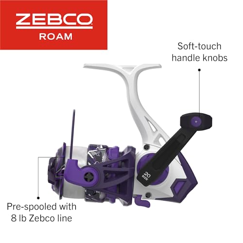Zebco Roam Spinning Reel and Fishing Rod Combo, Fiberglass Rod, Split ComfortGrip Handle, Soft-Touch Handle Knob, Reversible Retrievee - color: Prism Purple, size: 6-Foot, Size 20 Reel