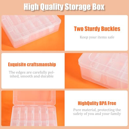 Mathtoxyz 3PCS Bead Organizers and Storage Box, Medium Size Case Plastic Container for Sewing Clay Beads Craft and Jewelry Making