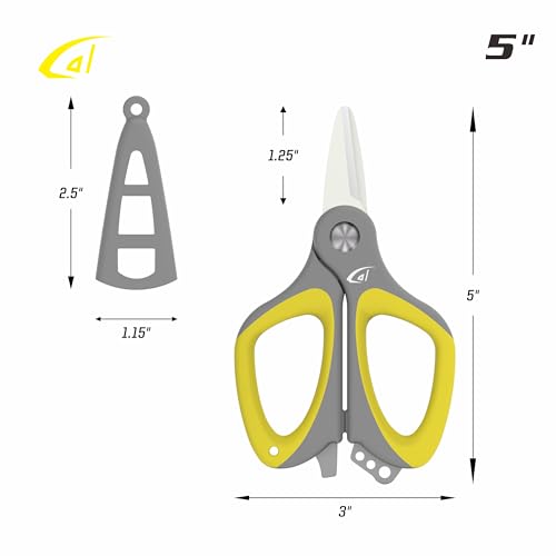 danco Fishing Ceramic Braid Scissor, Karl,Serrated Blades, Fishing Scissors for Braided Line, Non Slip Grip