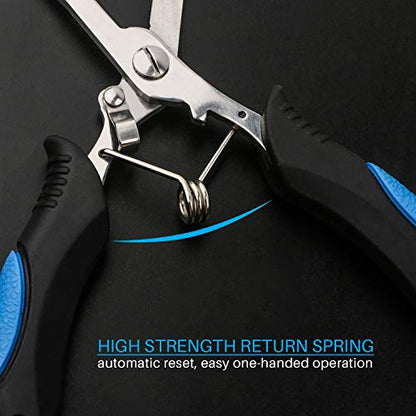 mouhike Fishing Pliers Long Nose Stainless Steel Fish Hook Remover Braid Cutters Split Ring Fish Pliers with Lanyard Fish Holder Ice Fly Fishing Gear Freshwater Saltwater Fishermen Gift