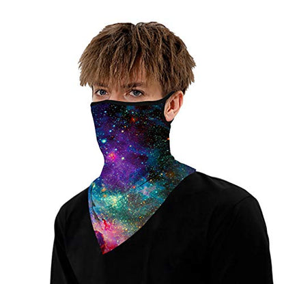 YAYOUREL Neck Gaiter Face Mask Bandanas for Men Women UV Face Scarf Cover Ear Loop Hole Facemask for Fishing Running Cycling - color: Red Green Blue