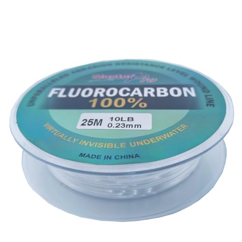 MASTERPRO 100% Fluorocarbon Coated Fishing Line, 10lb 15lb 20lb 25lb 30lb 40lb 50lb 80lb 100lb, Clear, 50m/roll, Strong & Tough Fast Sinking Fishing Leader for Freshwater and Saltwater