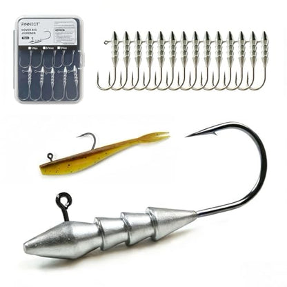 Hover Rig Swimbait Jig Heads for Bass Fishing, High-Carbon Steel Hooks 1/0 2/0 3/0 4/0, 1/8oz 3/16oz 1/4oz Lead Jigs, Freshwater & Saltwater Fishing Tackle - size: 1/8oz(3.5g)1/0#-15pcs/box