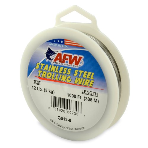 American Fishing Wire Stainless Steel Trolling Wire (Single Strand) - size: 1000 Feet, 12 Pound Test