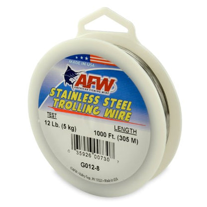 American Fishing Wire Stainless Steel Trolling Wire (Single Strand) - size: 1000 Feet, 12 Pound Test