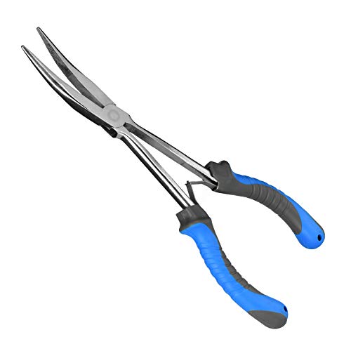Booms Fishing F05 Hook Remover Long Nose Fishing Pliers 11 Inches PTFE Plated - color: 11" Stainless Steel, Blue
