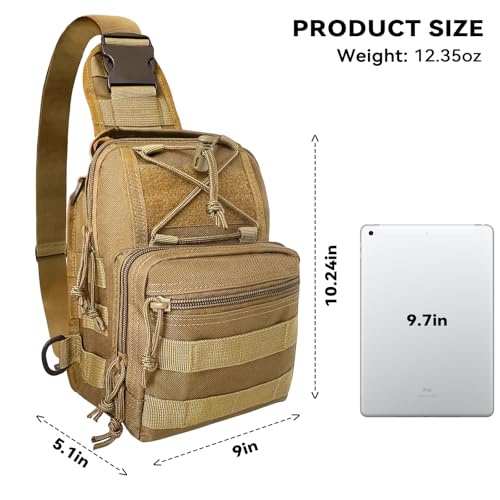 Kynzo Fishing Sling Backpack with Rod Holder, Water-Resistant Fishing Tackle Bag, Durable Shoulder Crossbody Pack for Freshwater Saltwater Fishing(C- Khaki) - color: C- Khaki