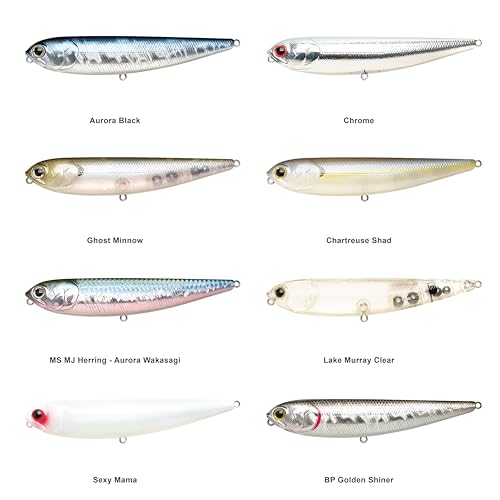 LUCKY CRAFT Sammy 115 Topwater Fishing Lures, 4.5" Midsized Surface Bait, Trout and Bass Lures, Walk-The-Dog Tournament Bait, Bass Fishing Gear - color: 238 Ghost Minnow