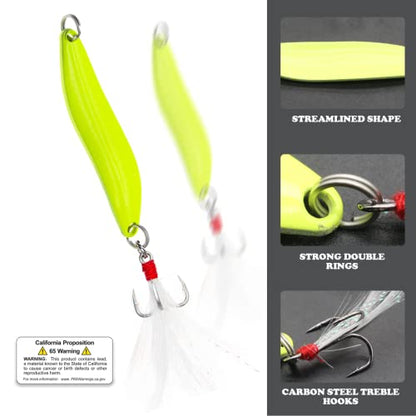 Fishing Lures,Fishing Spoons, Colorful Casting Fishing Spinner Hard Baits Tackle Single Hook for Trout Bass Salmon Freshwater Saltwater with Metal Hooks - color: 10pcs Glow Color