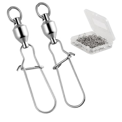 RIKIMARU Fishing Swivels Duo Lock Snap Ball Bearing Stainless Barrel Fast Fishing Lure Swivels High Speed Rotating - size: 6#-120LB-30pcs