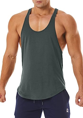 Men's Workout Quick Dry Soft Gym Bodybuilding Stringer Tank Tops - color: Gray, size: Medium