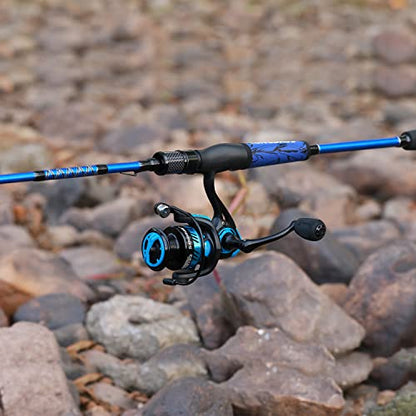 One Bass Fishing Rod and Reel Combo, IM7 Graphite 2 Pc Blank Baitcasting Combo, Spinning Rod with SuperPolymer Handle - color: Blue, size: 6'0"Medium-Fast with 1000 Reel