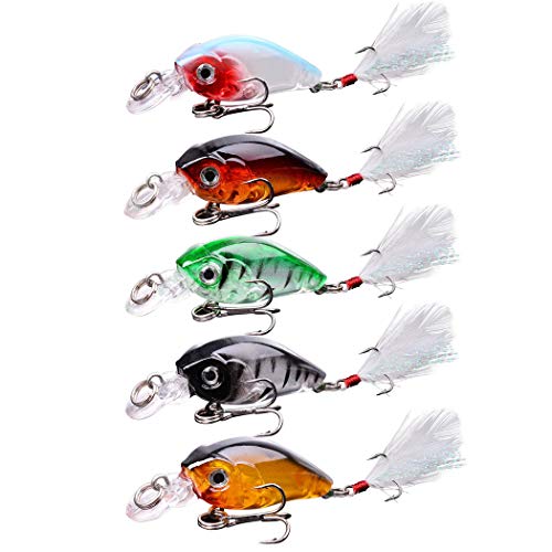 Aorace Fishing Lures Kit Mixed Including Minnow Popper Crank Baits with Hooks for Saltwater Freshwater Trout Bass Salmon Fishing - color: Item-A 20pcs