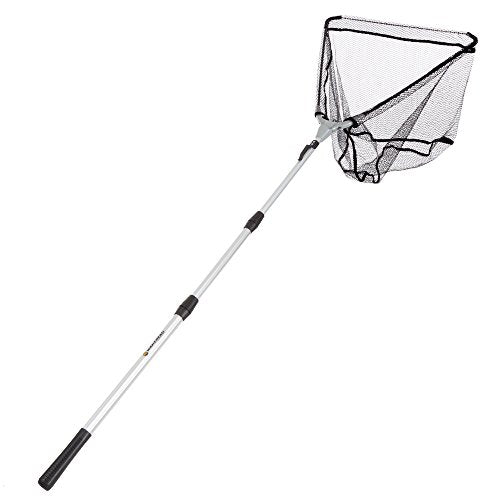 Wakeman Fishing Net with Telescoping Handle- Collapsible and Adjustable Landing Net with Corrosion Resistant Handle and Carry Bag Outdoors (80”), Silver, 47.5" x 64.5"