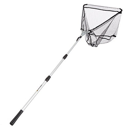 Wakeman Fishing Net with Telescoping Handle- Collapsible and Adjustable Landing Net with Corrosion Resistant Handle and Carry Bag Outdoors (80”), Silver, 47.5" x 64.5"