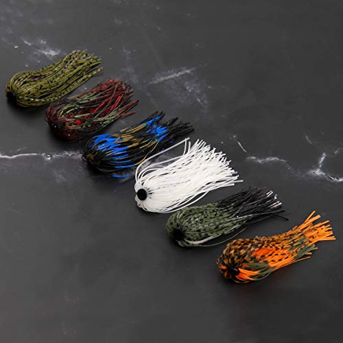 OROOTL Silicone Jig Skirts Spinnerbait Skirt Replacement Bass Fishing Lures for DIY Spinner Baits Buzzbaits Squid Jig Accessories - color: A-Skirts-12pcs