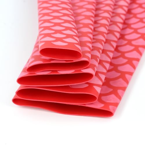 Fishing Rod Handle Wrap(Dia: 25/32", 20mm), Fish Scale Pattern Heat Shrink Wrap Grip Tape, Non-Slip, Insulated Abrasion Sleeve Shrink Tube for Fishing Rod Grip, Rod Shrink Tube, 39" (Red) - color: Red, size: Diamter:20mm"(25/32 inch)