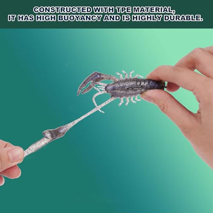 FONMANG 5-Pieces Crawfish Bass Lures, Soft Plastic Bait with Durable TPE, Lifelike Shrimp Crayfish Swim Bait for Freshwater and Saltwater, Weedless Fishing Lures 3" 5/8oz - color: Orange