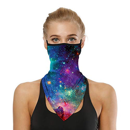 YAYOUREL Neck Gaiter Face Mask Bandanas for Men Women UV Face Scarf Cover Ear Loop Hole Facemask for Fishing Running Cycling - color: Red Green Blue